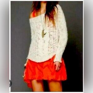 Free People Hottie Tottie sweater cable knit boho wool mohair, Small
